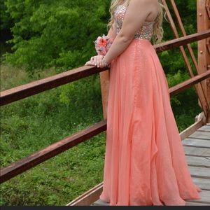CORAL PEACH SEQUIN PROM DRESS
